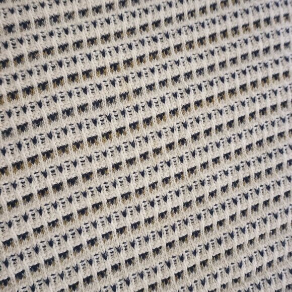 Vintage '90S Bill Blass White Navy 3D Eclectic Cotton Grandpa Crewneck Sweater L - Picture 9 of 9